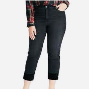 Lauren Ralph Lauren black regal straight leg ankle size 12 suede hem jeans